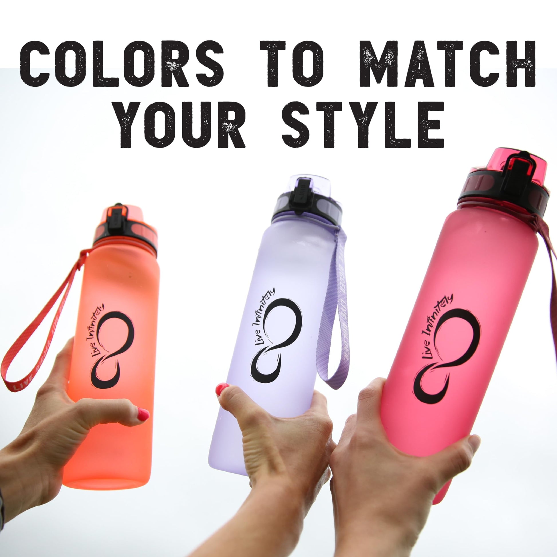 Gym Water Bottle with Time Marker Fruit Infuser and Shaker 34 Oz Purple